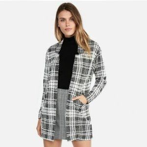Express Oversized Knit Blazer in Plaid